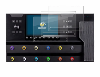 Immagine del dispositivo Line 6 Helix Stadium XL con un'ampia varietà di protezioni per lo schermo.