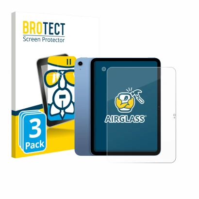 Parte frontale di una confezione del prodotto con il logo del marchio BROTECT. Accanto è raffigurato il dispositivo Apple iPad