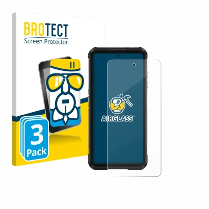 Parte frontale di una confezione del prodotto con il logo del marchio BROTECT. Accanto è raffigurato il dispositivo Ulefone Ru