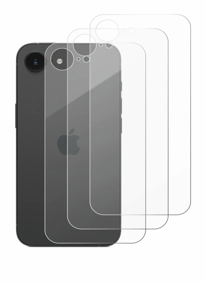 Immagine del dispositivo Apple iPhone 17e (Posteriore) con un'ampia varietà di protezioni per lo schermo.