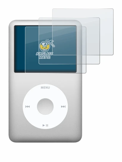Immagine del dispositivo Apple iPod classic 160 GB (7a Gen.) con un'ampia varietà di protezioni per lo schermo.