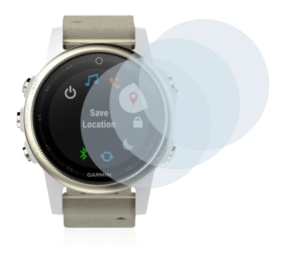 Immagine del dispositivo Garmin Fenix 5S (42 mm) con un'ampia varietà di protezioni per lo schermo.