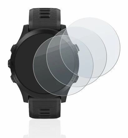 Immagine del dispositivo Garmin Forerunner 945 con un'ampia varietà di protezioni per lo schermo.