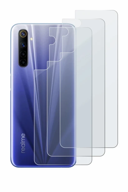 Immagine del dispositivo realme 6 (Posteriore) con un'ampia varietà di protezioni per lo schermo.