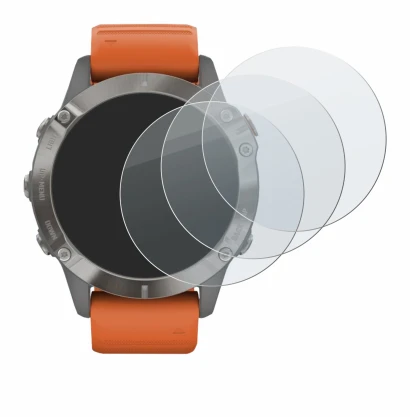 Immagine del dispositivo Garmin Fenix 6 Pro Solar con un'ampia varietà di protezioni per lo schermo.
