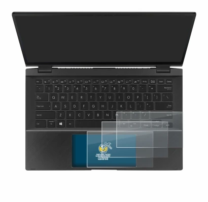 Immagine del dispositivo ASUS ZenBook Flip 14 UX463FA (Touch Trackpad) con un'ampia varietà di protezioni per lo schermo.