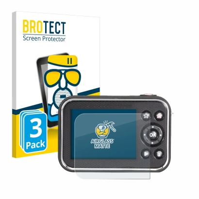 Parte frontale di una confezione del prodotto con il logo del marchio BROTECT. Accanto è raffigurato il dispositivo Vtech Kidi
