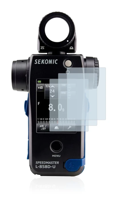 Immagine del dispositivo Sekonic L858D con un'ampia varietà di protezioni per lo schermo.