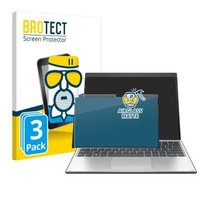 Parte frontale di una confezione del prodotto con il logo del marchio BROTECT. Accanto è raffigurato il dispositivo HP Elite x