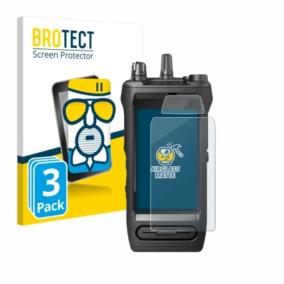 Parte frontale di una confezione del prodotto con il logo del marchio BROTECT. Accanto è raffigurato il dispositivo Motorola M