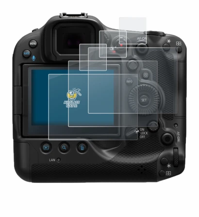 Immagine del dispositivo Canon EOS R3 con un'ampia varietà di protezioni per lo schermo.