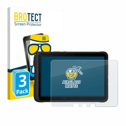 Parte frontale di una confezione del prodotto con il logo del marchio BROTECT. Accanto è raffigurato il dispositivo Samsung Ga