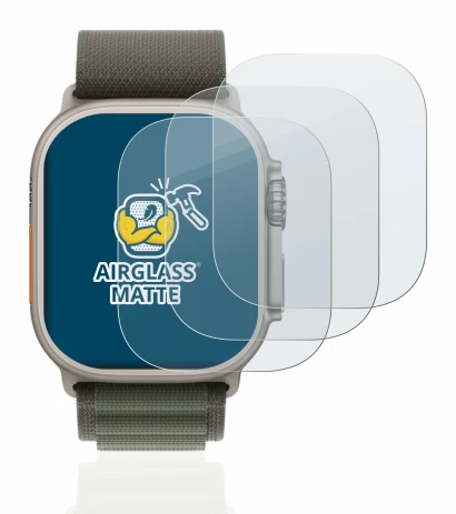 Immagine del dispositivo Apple Watch Ultra (49 mm) con un'ampia varietà di protezioni per lo schermo.