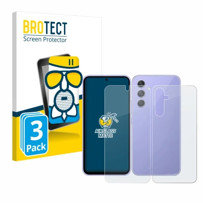 Parte frontale di una confezione del prodotto con il logo del marchio BROTECT. Accanto è raffigurato il dispositivo Samsung Ga