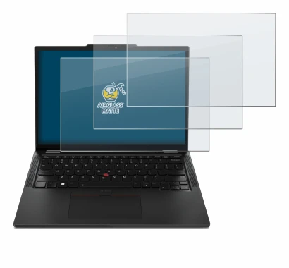 Immagine del dispositivo Lenovo ThinkPad X13 Gen 4 con un'ampia varietà di protezioni per lo schermo.