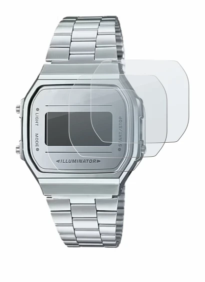 Immagine del dispositivo Casio A168WEM-7EF con un'ampia varietà di protezioni per lo schermo.