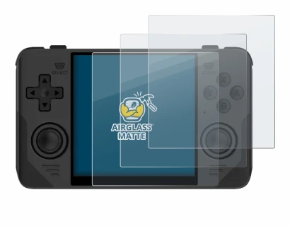 Immagine del dispositivo Powkiddy RGB30 con un'ampia varietà di protezioni per lo schermo.