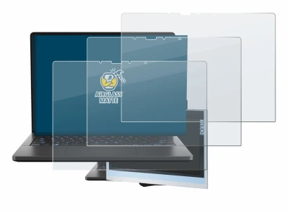 Immagine del dispositivo ASUS ROG Zephyrus G14 2024 GA403 con un'ampia varietà di protezioni per lo schermo.