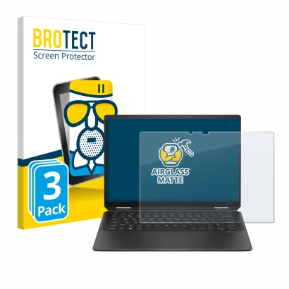 Parte frontale di una confezione del prodotto con il logo del marchio BROTECT. Accanto è raffigurato il dispositivo HP Spectre