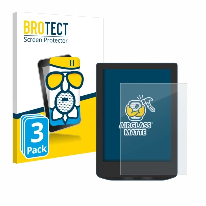 Parte frontale di una confezione del prodotto con il logo del marchio BROTECT. Accanto è raffigurato il dispositivo PocketBook