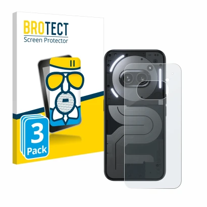 Parte frontale di una confezione del prodotto con il logo del marchio BROTECT. Accanto è raffigurato il dispositivo Nothing Ph