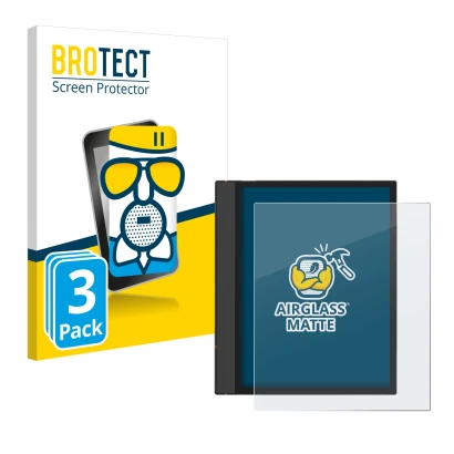 Parte frontale di una confezione del prodotto con il logo del marchio BROTECT. Accanto è raffigurato il dispositivo Boox Note 