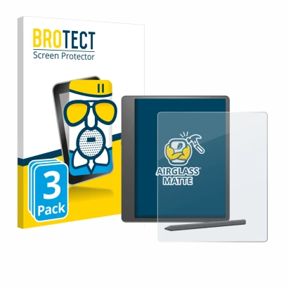 Parte frontale di una confezione del prodotto con il logo del marchio BROTECT. Accanto è raffigurato il dispositivo Amazon Kin