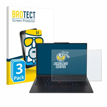 Parte frontale di una confezione del prodotto con il logo del marchio BROTECT. Accanto è raffigurato il dispositivo Lenovo Thi