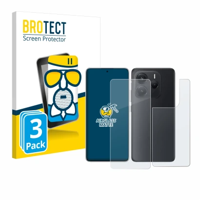 Parte frontale di una confezione del prodotto con il logo del marchio BROTECT. Accanto è raffigurato il dispositivo Xiaomi Red