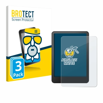 Parte frontale di una confezione del prodotto con il logo del marchio BROTECT. Accanto è raffigurato il dispositivo Amazon Kin