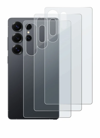 Immagine del dispositivo Samsung Galaxy S25 Ultra (Posteriore) con un'ampia varietà di protezioni per lo schermo.