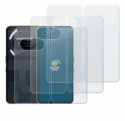 Immagine del dispositivo Nothing Phone (3a) (Fronte+Retro) con un'ampia varietà di protezioni per lo schermo.
