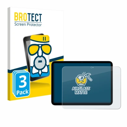 Parte frontale di una confezione del prodotto con il logo del marchio BROTECT. Accanto è raffigurato il dispositivo Apple iPad