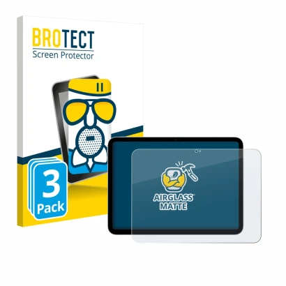 Parte frontale di una confezione del prodotto con il logo del marchio BROTECT. Accanto è raffigurato il dispositivo Apple iPad