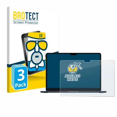 Parte frontale di una confezione del prodotto con il logo del marchio BROTECT. Accanto è raffigurato il dispositivo Apple MacB