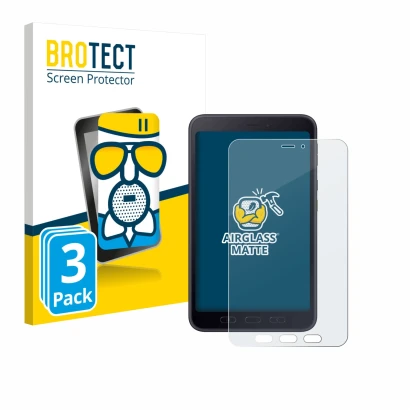 Parte frontale di una confezione del prodotto con il logo del marchio BROTECT. Accanto è raffigurato il dispositivo Samsung ga
