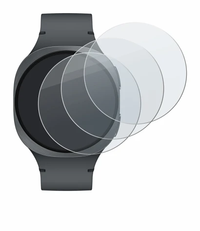 Immagine del dispositivo Samsung Galaxy Watch 8 (40 mm) con un'ampia varietà di protezioni per lo schermo.
