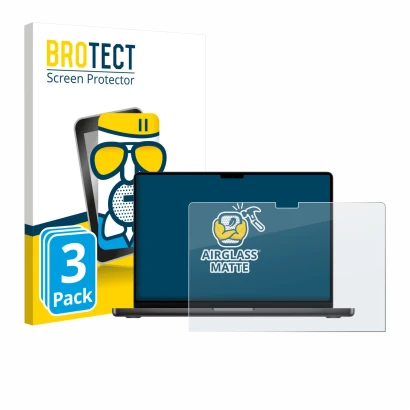 Parte frontale di una confezione del prodotto con il logo del marchio BROTECT. Accanto è raffigurato il dispositivo Apple MacB