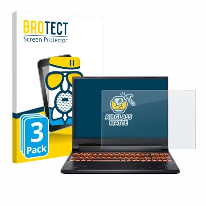 Parte frontale di una confezione del prodotto con il logo del marchio BROTECT. Accanto è raffigurato il dispositivo Acer Nitro
