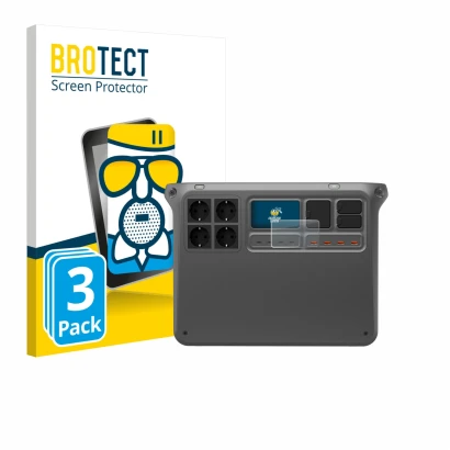 Parte frontale di una confezione del prodotto con il logo del marchio BROTECT. Accanto è raffigurato il dispositivo DJI Power 