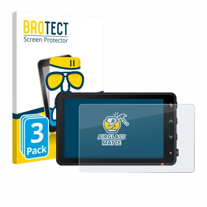 Parte frontale di una confezione del prodotto con il logo del marchio BROTECT. Accanto è raffigurato il dispositivo Garmin Cat