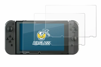 Immagine del dispositivo Nintendo Switch con un'ampia varietà di protezioni per lo schermo.