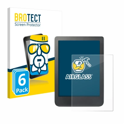 Parte frontale di una confezione del prodotto con il logo del marchio BROTECT. Accanto è raffigurato il dispositivo Kobo Clara