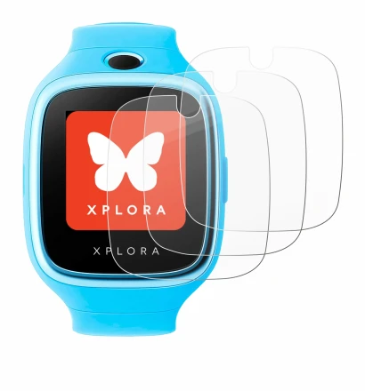 Immagine del dispositivo Xplora Go con un'ampia varietà di protezioni per lo schermo.