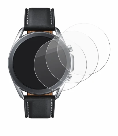 Immagine del dispositivo Samsung Galaxy Watch 3 (45mm) con un'ampia varietà di protezioni per lo schermo.