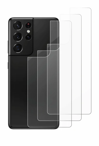 Immagine del dispositivo Samsung Galaxy S21 Ultra 5G (Posteriore) con un'ampia varietà di protezioni per lo schermo.