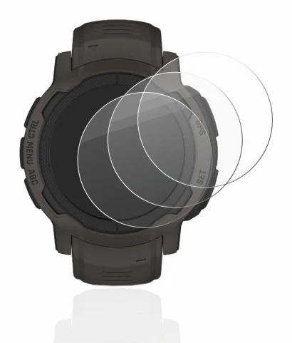 Immagine del dispositivo Garmin Instinct 2 con un'ampia varietà di protezioni per lo schermo.