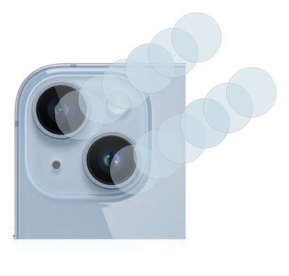 Immagine del dispositivo Apple iPhone 14 (SOLO Fotocamera) con un'ampia varietà di protezioni per lo schermo.