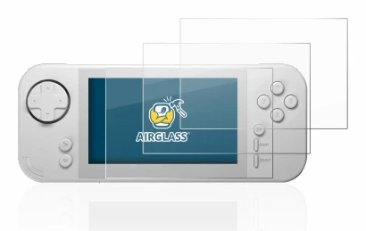 Immagine del dispositivo Evercade EXP con un'ampia varietà di protezioni per lo schermo.