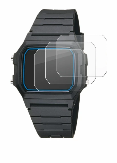 Immagine del dispositivo Casio F-105W-1AWYEF con un'ampia varietà di protezioni per lo schermo.